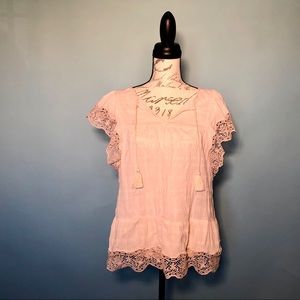 GAP Blush Pink Boho / Peasant Blouse EUC - Medium
